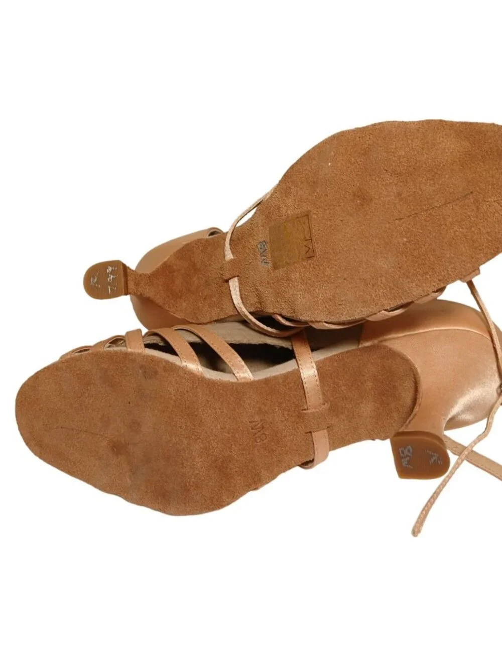 Capezio Julia Satin Strappy Ballroom Dance Heel Latin Shoes Open Toe Heels 8W - Picture 12 of 16